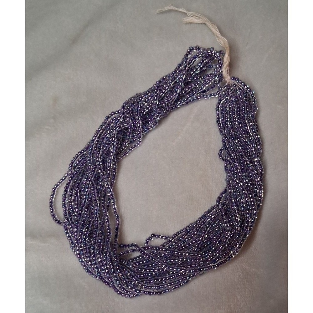 Vintage Purple AB Iridescent Glass Seed Beads Hank 1.2 oz Jewelry Craft Supply
